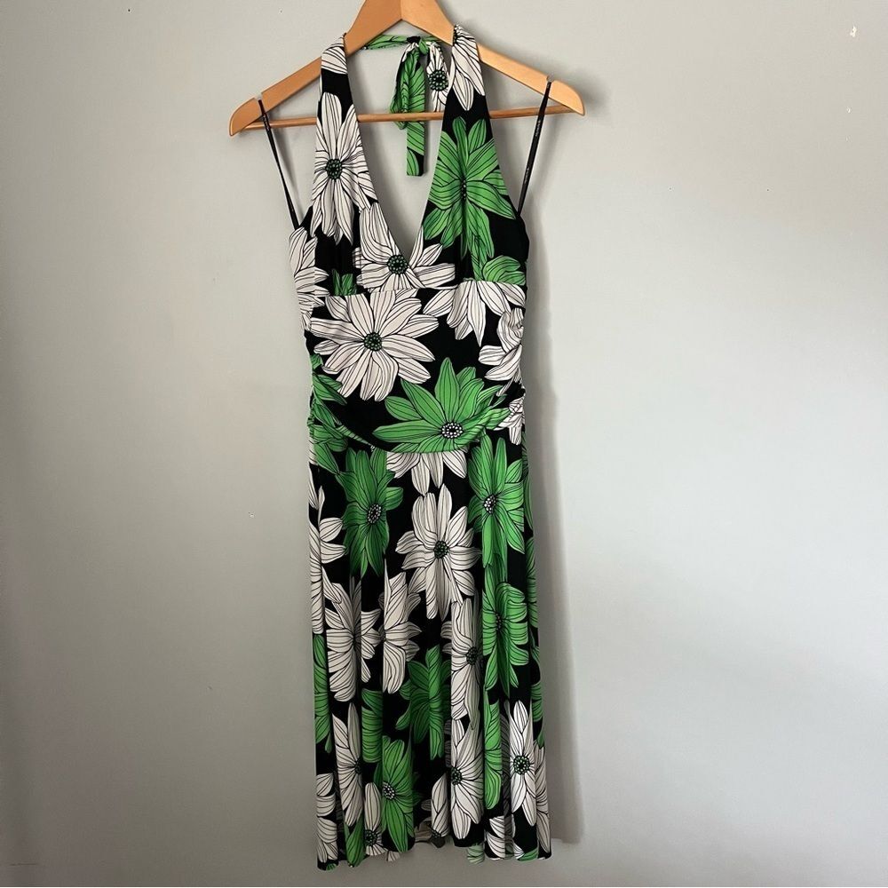 My Michelle Y2K Vintage Daisy Floral Sleeveless Halter Neck Midi Dress Sz Large - Picture 2 of 16